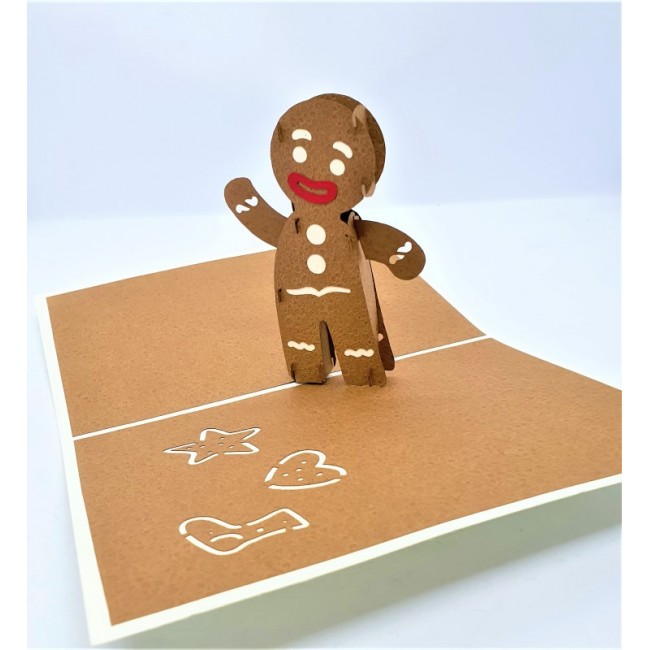 Handmade 3d Pop Up Card Gingerbread Man Christmas Halloween Easter Kid Birthday Valentine's Day Wedding Anniversary Baby Birth Shower Celebrations Greetings Party